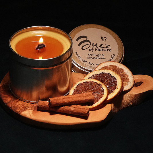 Tin Candle Pure Wax Orange & Cinnamon